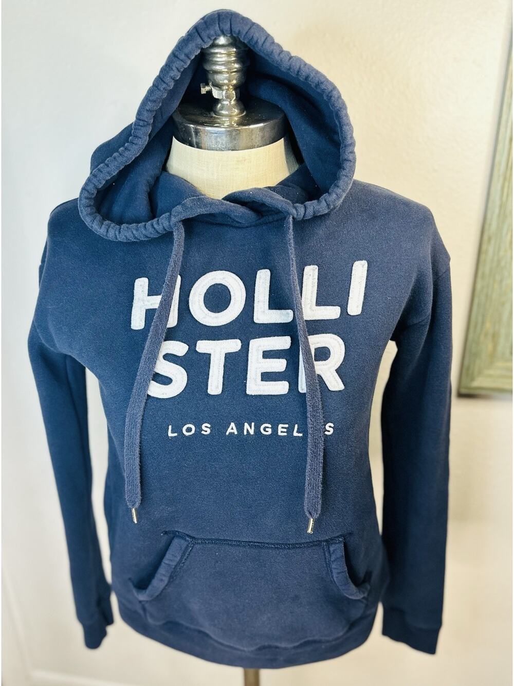 Hollister Vintage Y2K Hoodie Small Blue LA Embroidered Sweatshirt California